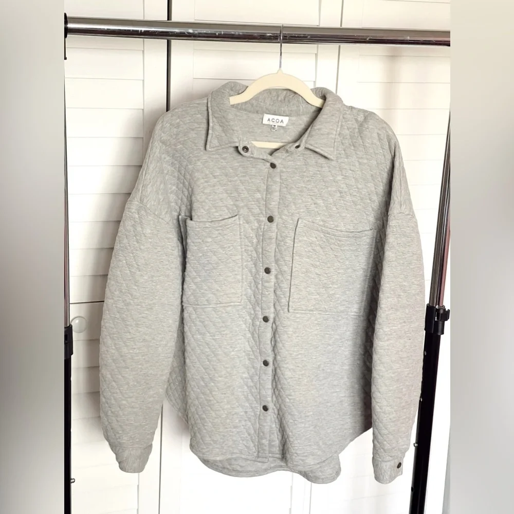 ACOA Medium Gray Quilted Shacket - Picture 1 of 6